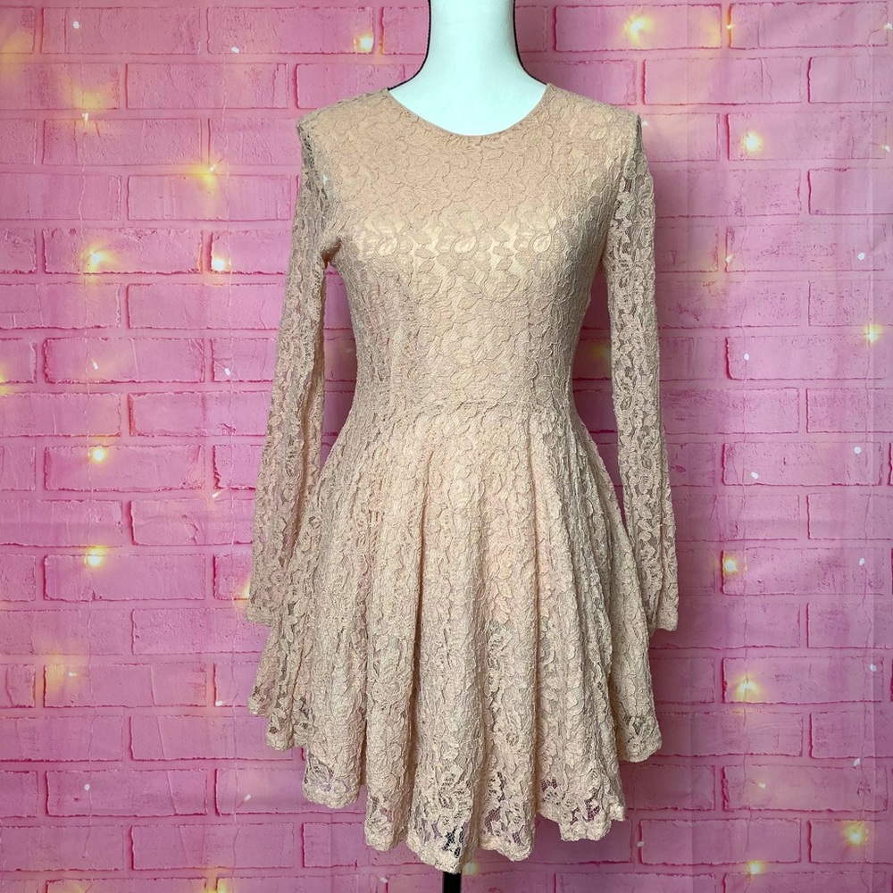 H&M Casual Women Cream Long Sleeve Dress size 10